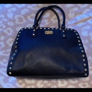 Michael Kors Sandrine Studded Large Satchel (Black/gold studs)